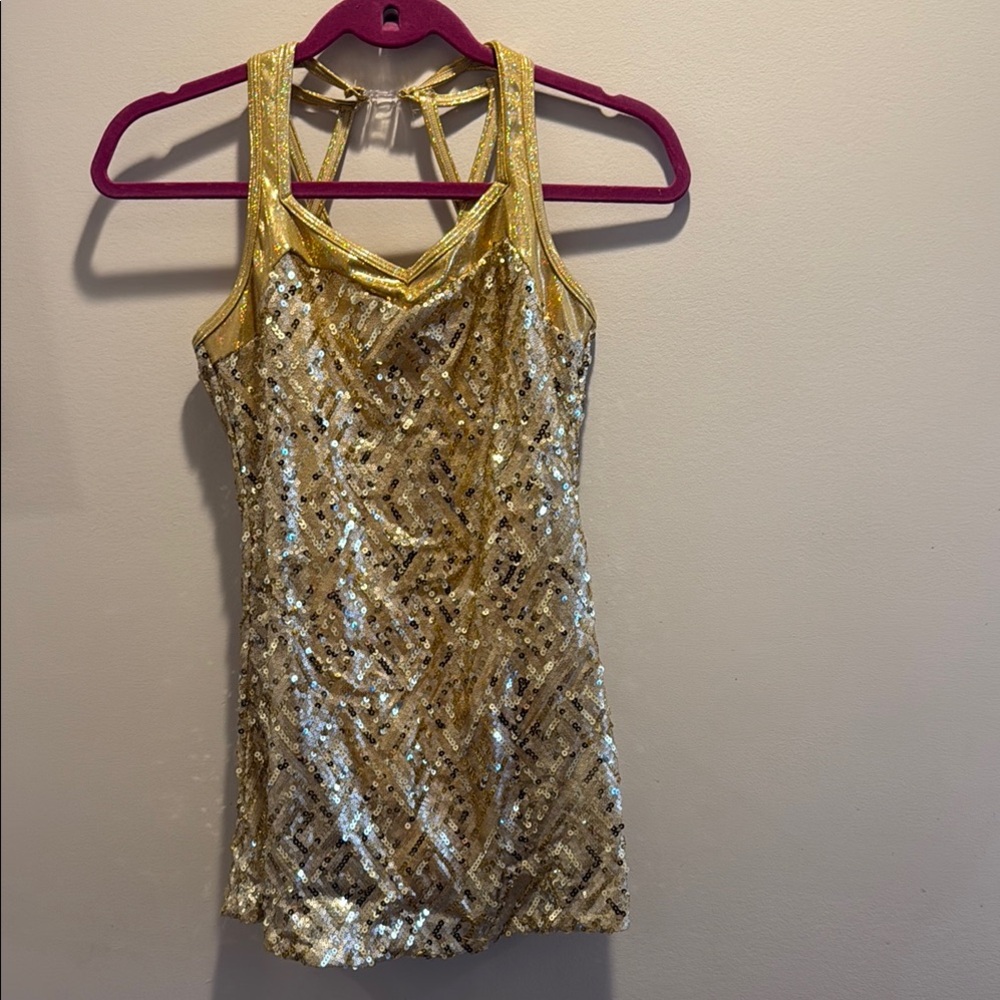 Gold curtain call dance uniform